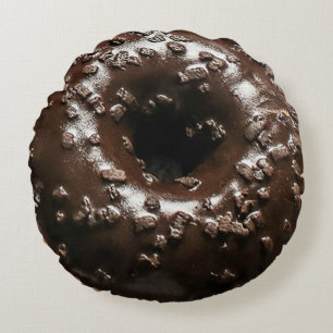 Doppel-Side-Donut: Schokolade und rosa Sprinklen Rundes Kissen