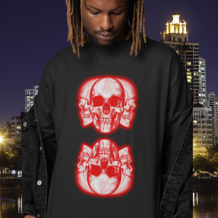 Doppel-Skulls Merge Coolen Vintagen Männer-Stil 80 T-Shirt