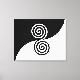 Doppel Spiralkunst in Schwarz & Weiß Leinwanddruck