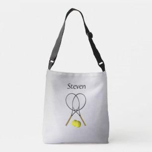 Doppel-Tennis-Sport-Thema Personalisiert Tragetaschen Mit Langen Trägern