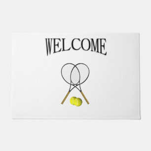 Doppel Tennis Thema Sport Willkommen Fußmatte