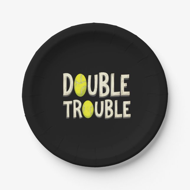 Doppel Trouble Funny Tennis Balls Pappteller (Vorderseite)