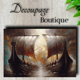 Doppel-Viking-Langschiffe-Dekoupage Seidenpapier