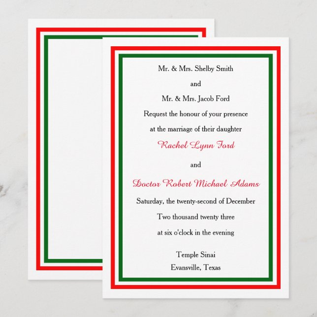 Doppel-Weihnachtsfeier - 12x18 Hochzeitseinladung Einladung (Vorne/Hinten)