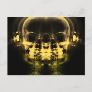 Doppel-X-Ray-Skulls mit Kopfhörern - Gelb Postkarte