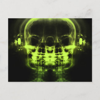 Doppel-X-Ray-Skulls mit Kopfhörern - Kalkgrün Postkarte
