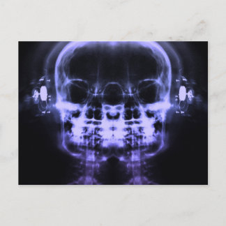 Doppel-X-Ray-Skulls mit Kopfhörern - Lila Postkarte