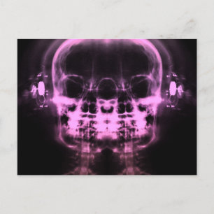 Doppel-X-Ray-Skulls mit Kopfhörern - Rosa Postkarte