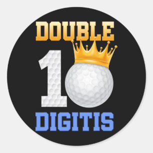 Doppel-Ziffern 10. Geburtstag 10 Jahre alt Golfer  Runder Aufkleber