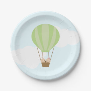 Doppelbabys in der Heißluft-Ballon-Babyparty Pappteller