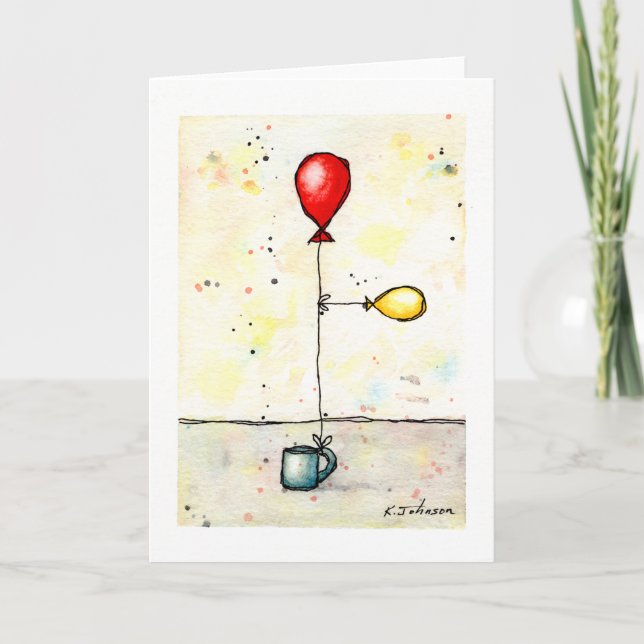 Doppelballon Wasserfarbenkarte Karte (Vorderseite)