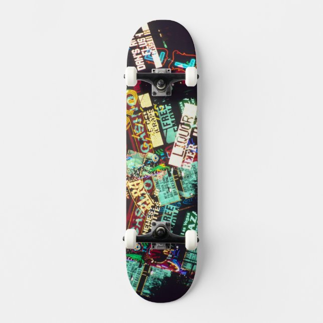Doppelbelichtung, Casino-Zeichen, Las Vegas, Skateboard (Vorderseite)