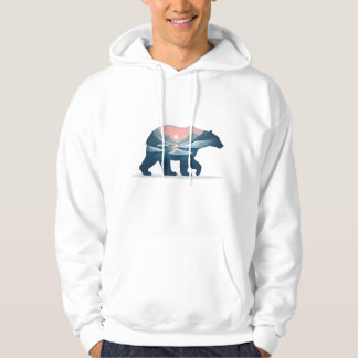 Doppelbelichtung Eisbär Silhouette Landschaft Hoodie