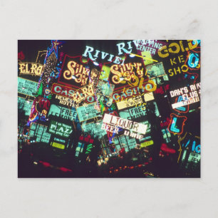Doppelbelichtung, Kasinoschilder, Las Vegas, Postkarte