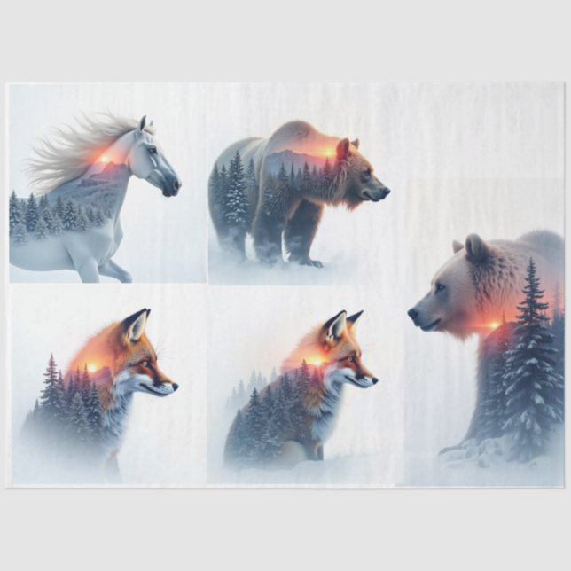 Doppelbelichtung Wildtier-Bundle Seidenpapier (Vorderseite)