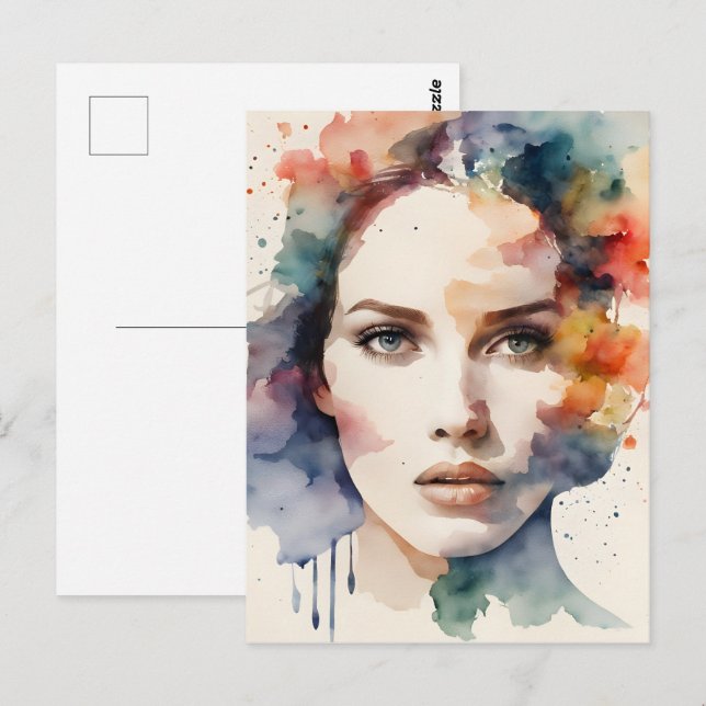 Doppelbelichtungs-Frauen-Kunst Postkarte (Vorne/Hinten)
