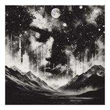 Doppelbelichtungs-Portrait mit Starry Sky Mountain