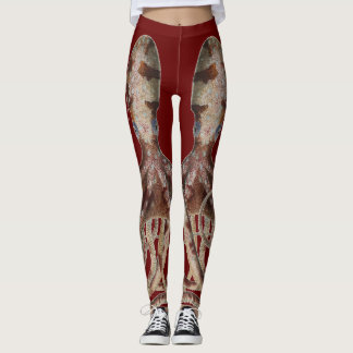 Doppelblauer Kraken auf blutroten Leggings