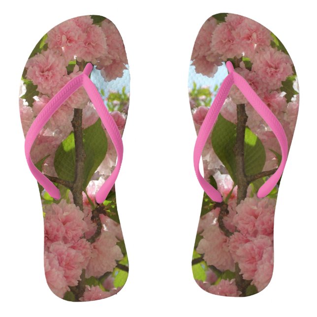 Doppelblühende Kirschbaum III Frühlingsflora Flip Flops (Fußbett)