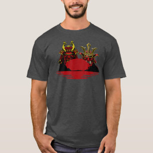 Doppelblutrot Samurai Oni Masken Aufsteigen über S T-Shirt