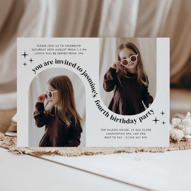 Doppelbogen 2 Foto Geburtstag Einladung (Zazzle Double Arch 2 Photo Birthday Invitation 1)