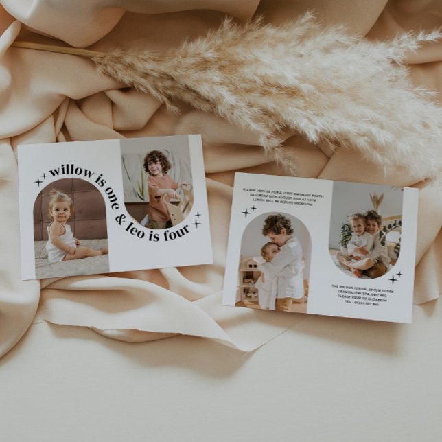 Doppelbogen-Foto Gemeinsame Geburtstagseinladung Einladung (Von Creator hochgeladen)