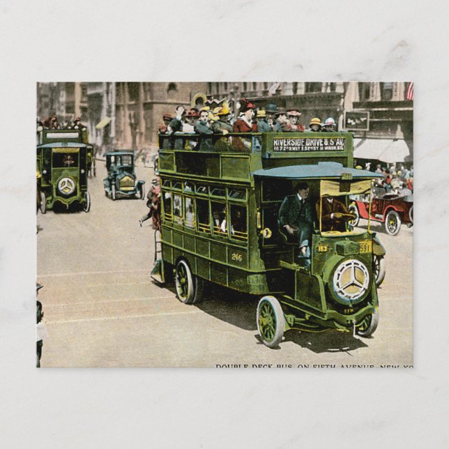 Doppeldecker-Bus auf der 5th Avenue Postkarte (Vorderseite)