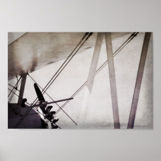 Doppeldecker-Flügel-Abstrakt-Antik-Flugzeug-Kunst Poster