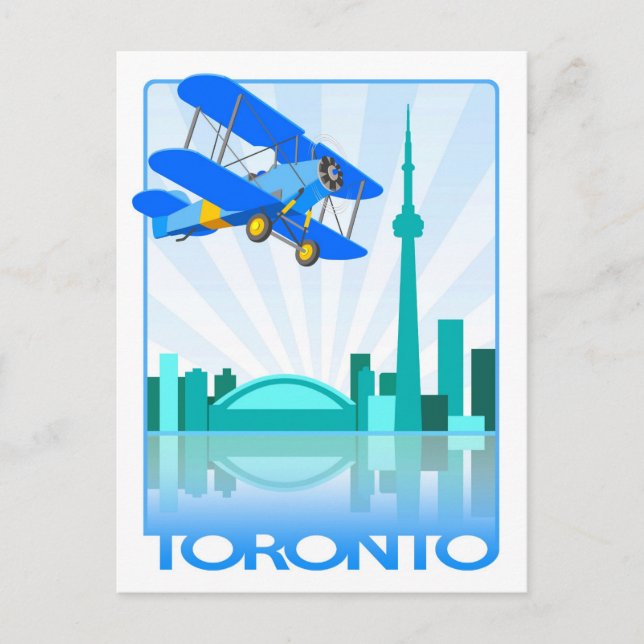 Doppeldecker über Toronto Retro-Design Postkarte (Vorderseite)