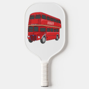 Doppeldeckerbus Cartoon-Illustration Pickleball Schläger