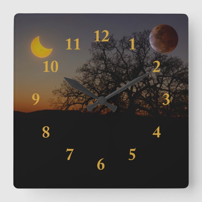 Doppeleklipse-Wanduhr Quadratische Wanduhr (Vorderseite)