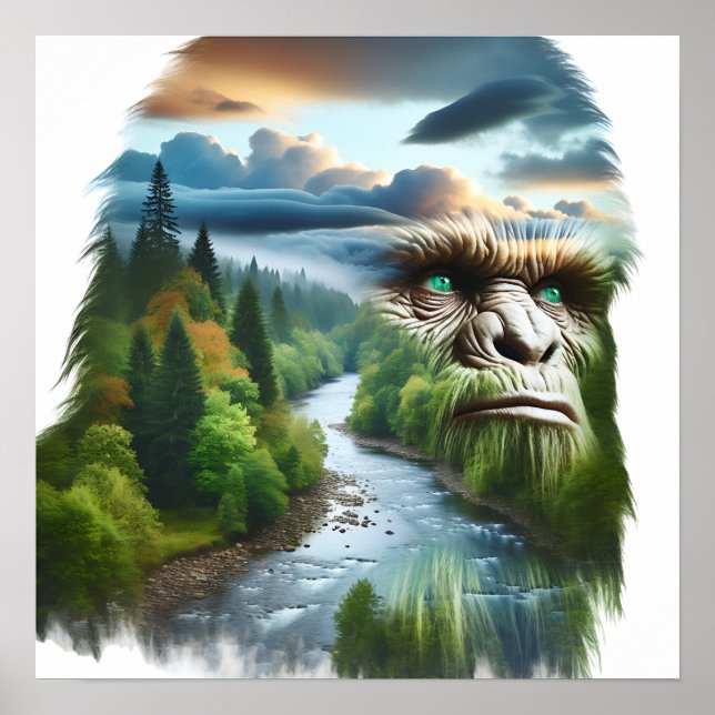 Doppelexposition Bigfoot in der Natur Poster (Vorne)
