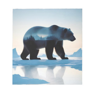 Doppelexposition des Polarbären Tierart im Freien Notizblock
