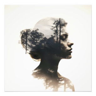 Doppelexposition von Frauen Fotodruck