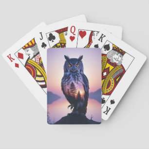 Doppelexposition von Owl Animal Nature Wilderness  Spielkarten