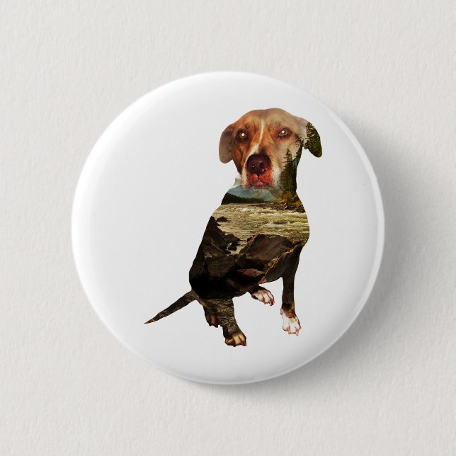 Doppelexpositionshund Button (Vorderseite)