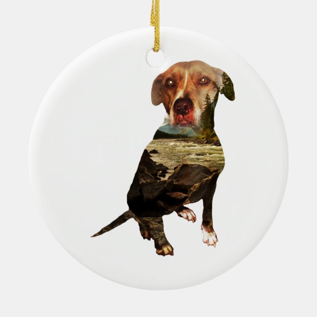 Doppelexpositionshund Keramik Ornament (Hinten)
