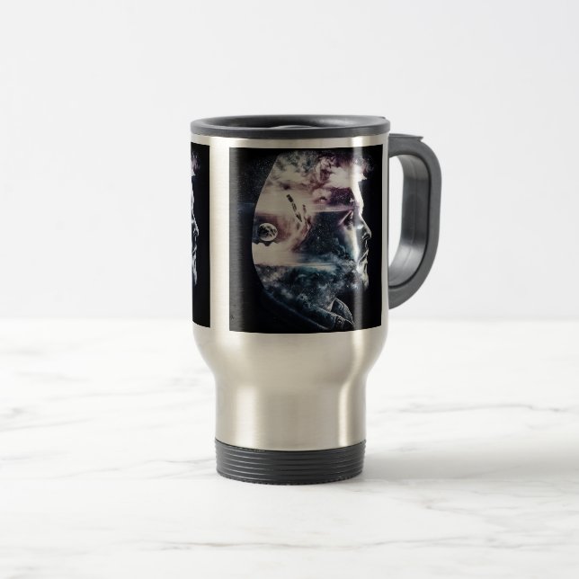 Doppelexposure Man Travel/Tasse des Pendelverkehrs Reisebecher (VorderseiteRechts)