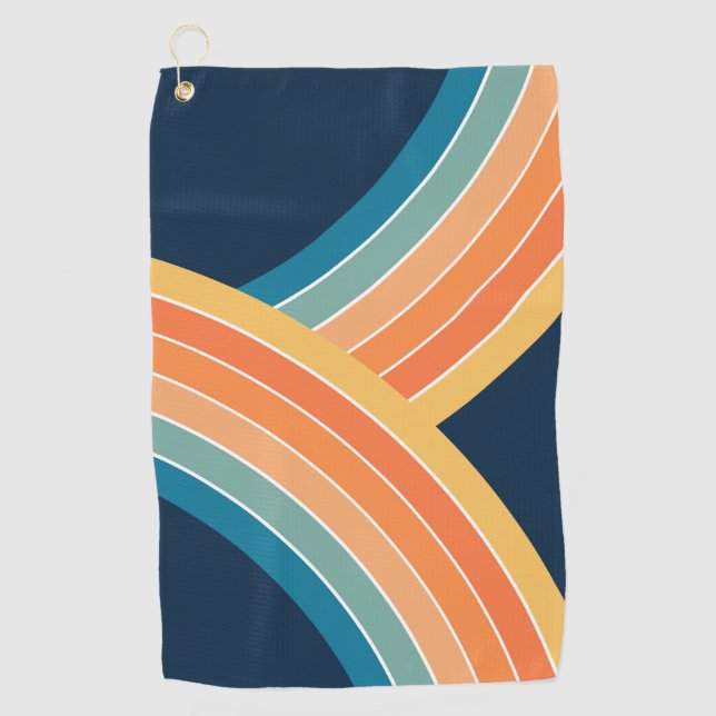 Doppelfarbiger Regenbogen im Retrostil Golfhandtuch (Vorderseite)