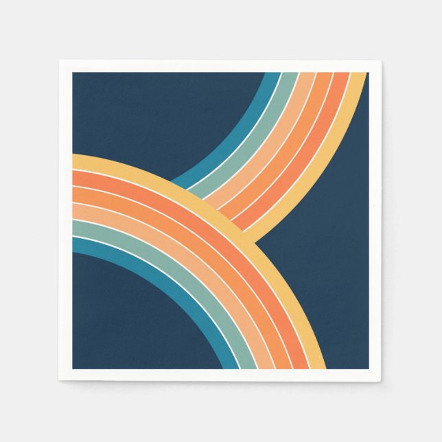 Doppelfarbiger Regenbogen im Retrostil Serviette (Vorderseite)