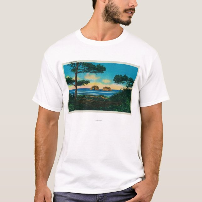 Doppelfelsen auf Oregon CoastCoast T-Shirt (Vorderseite)