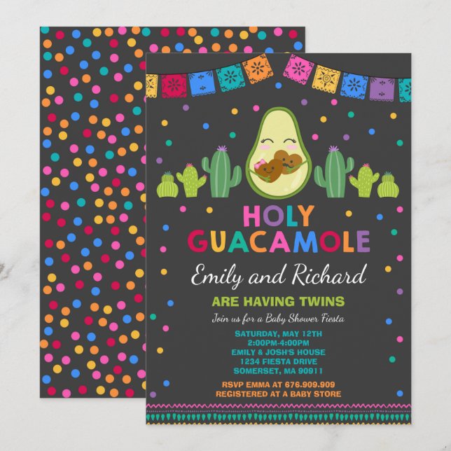 Doppelfiesta-Babyparty-Einladungs-heiliges Einladung (Vorne/Hinten)