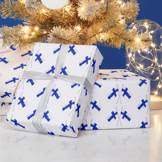 Doppelfinnische Flagge Geschenkpapier (Feiertage)
