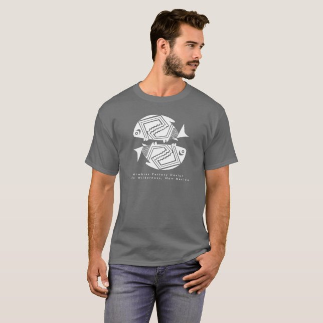 Doppelfisch, T - Shirt für die Keramik von Mimbres (Vorne ganz)