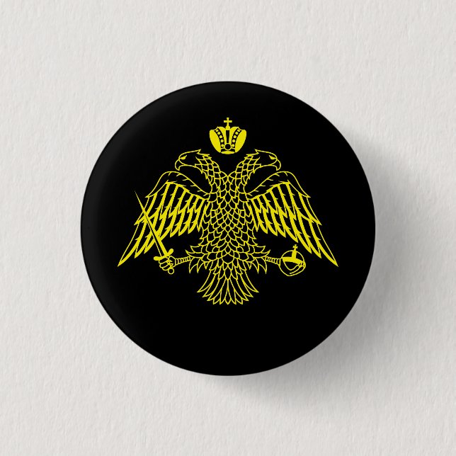 Doppelgehender Adler Byzantinisch und Christliches Button (Vorderseite)