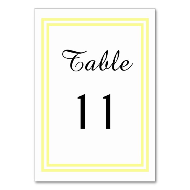 Doppelgelbe Trimmfolie - Tafelkarte Tischnummer (Vorderseite)