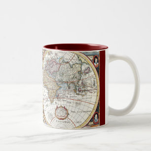Doppelhemisphäre-Weltkarte des 17. Jahrhunderts Zweifarbige Tasse