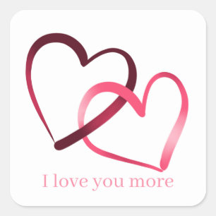 Doppelherz I Liebe Sie mehr Valentine Quadratischer Aufkleber