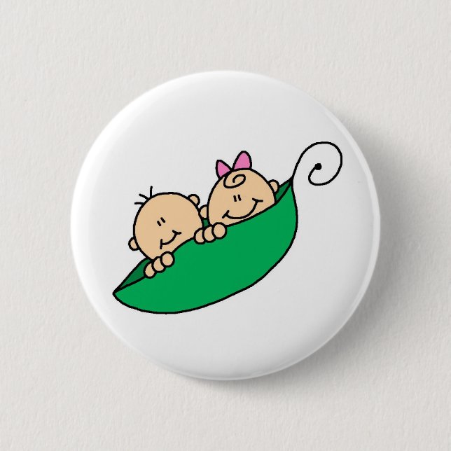 Doppeljunge und Mädchen in der Erbsenhülse Button (Vorderseite)