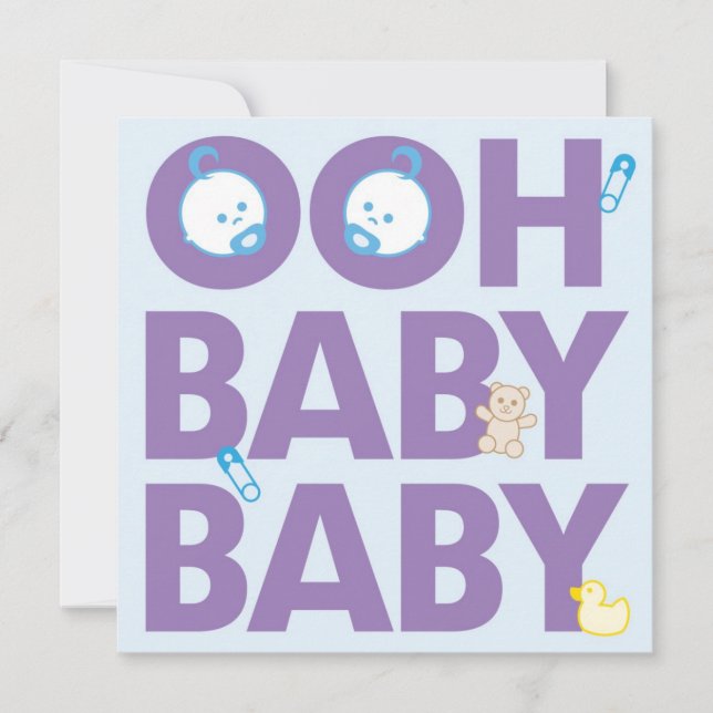 Doppeljungen-Babyparty Einladung (Vorderseite)